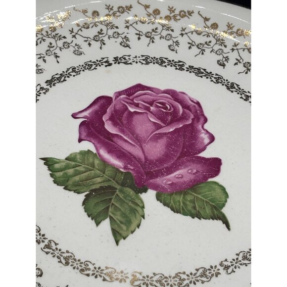 The Harkerware Pottery Round Platter with Handles rose - Picture 10 of 11